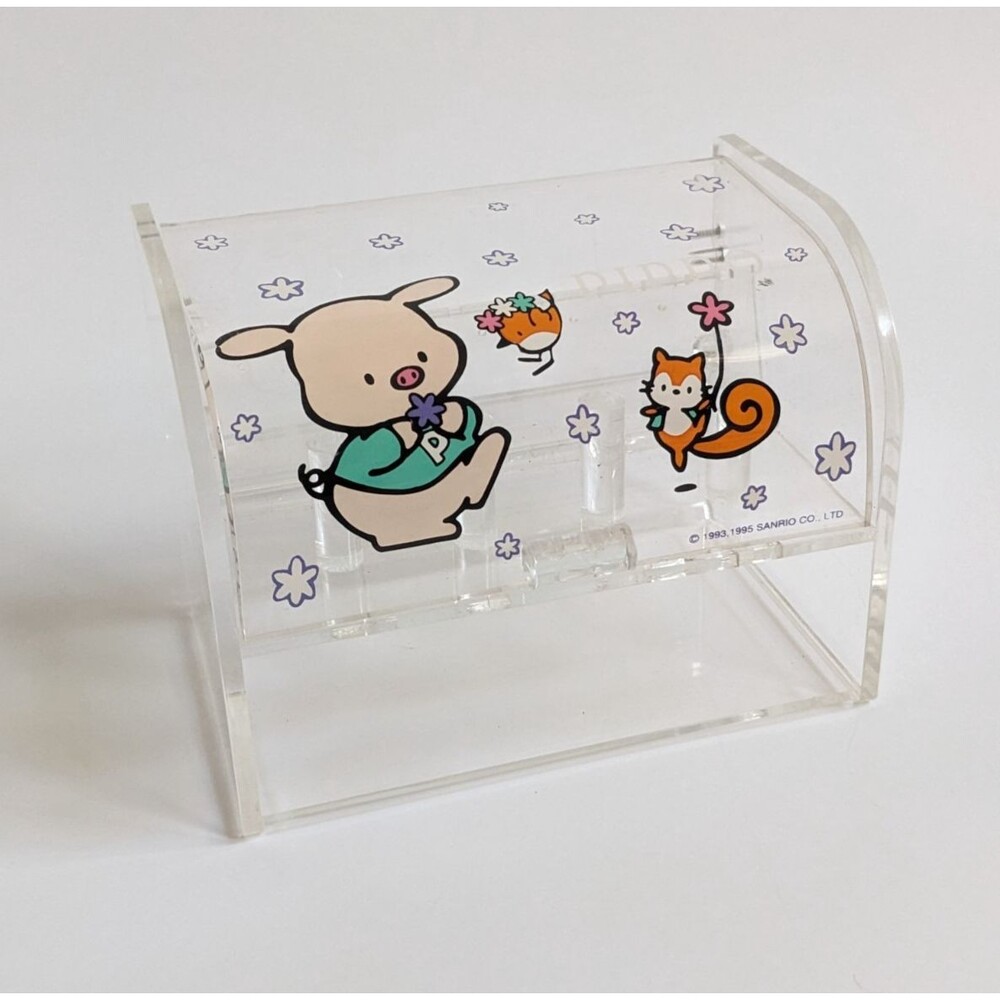 Rare Vintage 1990s Sanrio Pippo‎ Acrylic Jewelry Box Kawaii Pig Missing Drawer